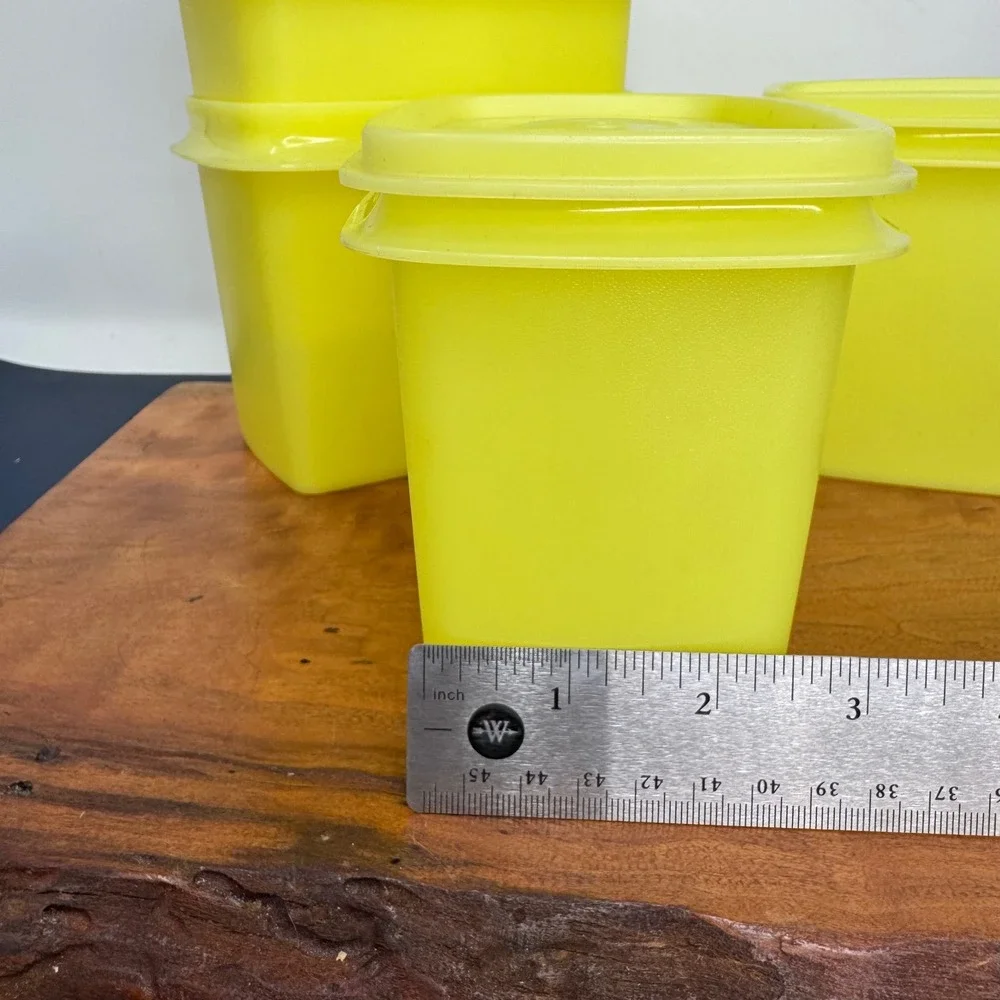 Vintage Tupperware Yellow Shelf Saver Canisters & Lids 1243 & 1244 Set of 6